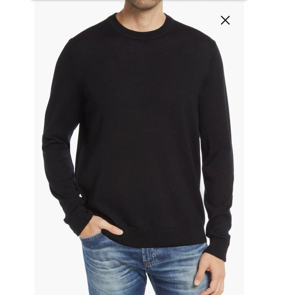 NWOT Men’s Italian Merino Wool Crewneck
Sweater in Black SZ L